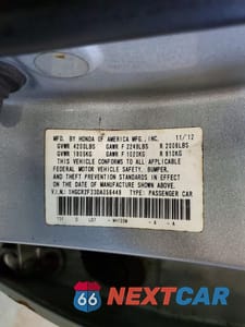Zdjęcie 12 z 12 samochodu: 2013 HONDA ACCORD LX VIN:1HGCR2F33DA056449 - miniatura