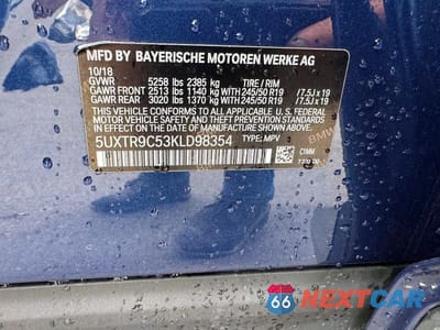 Zdjęcie 13 z 13 samochodu: 2019 BMW X3 XDRIVE30I VIN:5UXTR9C53KLD98354 - miniatura