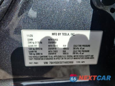 Zdjęcie 13 z 13 samochodu: 2026 TESLA MODEL Y VIN:7SAYGDED2TA603958 - miniatura