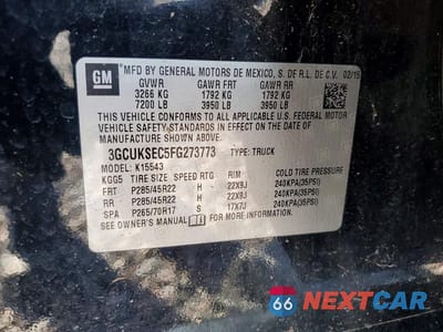 Zdjęcie 12 z 12 samochodu: 2015 CHEVROLET SILVERADO K1500 LTZ VIN:3GCUKSEC5FG273773 - miniatura
