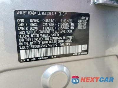 Zdjęcie 13 z 13 samochodu: 2022 HONDA HR-V LX VIN:3CZRU6H39NM747527 - miniatura