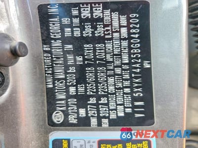 Zdjęcie 13 z 13 samochodu: 2011 KIA SORENTO LX VIN:5XYKT4A25BG048209 - miniatura