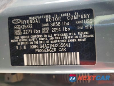 Zdjęcie 12 z 12 samochodu: 2022 HYUNDAI ELANTRA SEL VIN:KMHLS4AG1NU335841 - miniatura