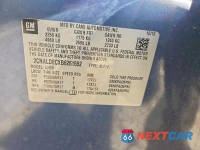 Zdjęcie 13 z 13 samochodu: 2011 CHEVROLET EQUINOX LT VIN:2CNALDECXB6261552 - miniatura