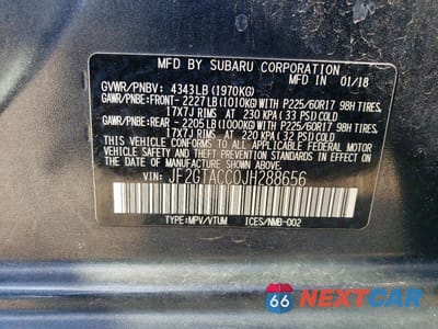 Zdjęcie 13 z 13 samochodu: 2018 SUBARU CROSSTREK PREMIUM VIN:JF2GTACC0JH288656 - miniatura