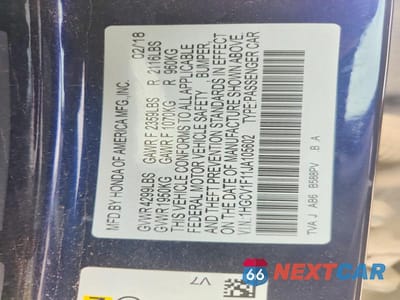 Zdjęcie 12 z 12 samochodu: 2018 HONDA ACCORD LX VIN:1HGCV1F11JA105602 - miniatura
