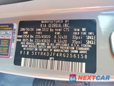 Zdjęcie 14 z 14 samochodu: 2024 KIA SORENTO X-LINE SX PRESTIGE VIN:5XYRKDJF4RG256158 - miniatura