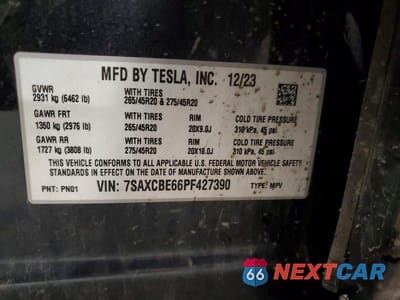 Zdjęcie 14 z 14 samochodu: 2023 TESLA MODEL X VIN:7SAXCBE66PF427390 - miniatura