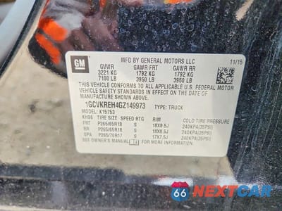 Zdjęcie 12 z 12 samochodu: 2016 CHEVROLET SILVERADO K1500 LT VIN:1GCVKREH4GZ149973 - miniatura