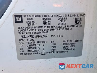 Zdjęcie 12 z 12 samochodu: 2015 CHEVROLET SILVERADO K1500 LT VIN:3GCUKREC1FG465992 - miniatura