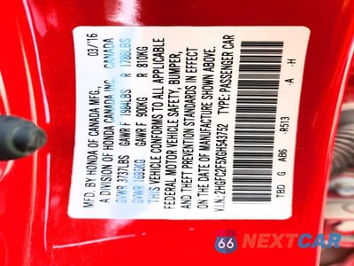Zdjęcie 12 z 12 samochodu: 2016 HONDA CIVIC LX VIN:2HGFC2F5XGH543752 - miniatura
