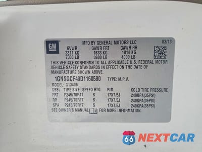 Zdjęcie 13 z 13 samochodu: 2013 CHEV EXPRESS 1 VIN:1GNSGCF49D1160580 - miniatura