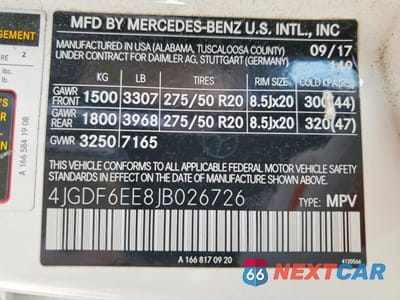 Zdjęcie 14 z 14 samochodu: 2018 MERCEDES-BENZ GLS 450 4MATIC VIN:4JGDF6EE8JB026726 - miniatura