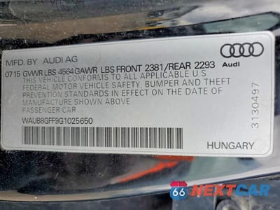 Zdjęcie 12 z 12 samochodu: 2016 AUDI A3 PREMIUM VIN:WAUB8GFF9G1025650 - miniatura