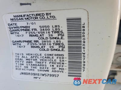Zdjęcie 13 z 13 samochodu: 2001 NISSAN PATHFINDER SE VIN:JN8DR09X61W579957 - miniatura