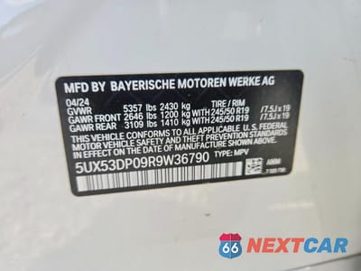 Zdjęcie 14 z 14 samochodu: 2024 BMW X3 XDRIVE30I VIN:5UX53DP09R9W36790 - miniatura