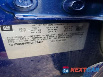 Zdjęcie 12 z 12 samochodu: 2012 CHEV VOLT VIN:1G1RB6E4XCU107434 - miniatura