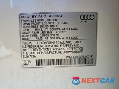 Zdjęcie 13 z 13 samochodu: 2015 AUDI Q7 PREMIUM PLUS VIN:WA1LGAFEXFD003193 - miniatura