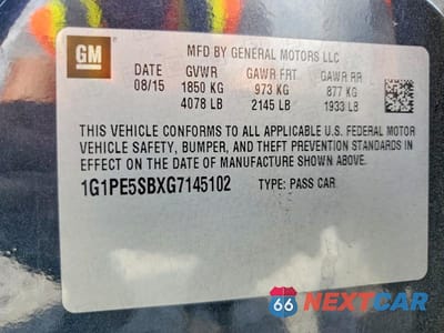 Zdjęcie 13 z 13 samochodu: 2016 CHEVROLET CRUZE LIMITED LT VIN:1G1PE5SBXG7145102 - miniatura