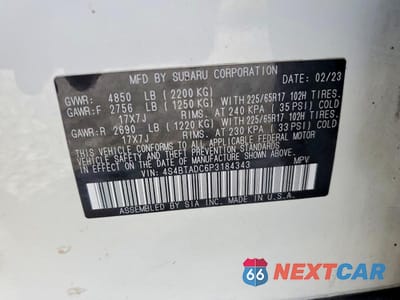 Zdjęcie 13 z 13 samochodu: 2023 SUBARU OUTBACK PREMIUM VIN:4S4BTADC6P3184343 - miniatura