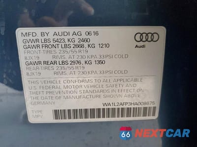 Zdjęcie 14 z 14 samochodu: 2017 AUDI Q5 PREMIUM PLUS VIN:WA1L2AFP3HA008675 - miniatura