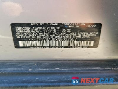 Zdjęcie 12 z 12 samochodu: 2022 SUBARU WRX GT VIN:JF1VBAU6XN8022557 - miniatura