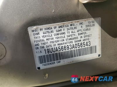 Zdjęcie 13 z 13 samochodu: 2003 ACURA 3.2TL VIN:19UUA56693A056543 - miniatura