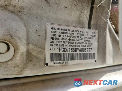 Zdjęcie 12 z 12 samochodu: 2000 HONDA ACCORD EX VIN:1HGCG1658YA096727 - miniatura