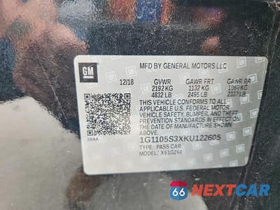 Zdjęcie 13 z 13 samochodu: 2019 CHEVROLET IMPALA PREMIER VIN:1G1105S3XKU122605 - miniatura