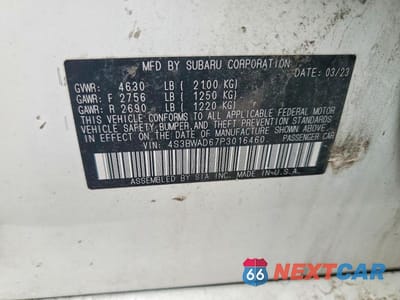 Zdjęcie 12 z 12 samochodu: 2023 SUBARU LEGACY PREMIUM VIN:4S3BWAD67P3016460 - miniatura