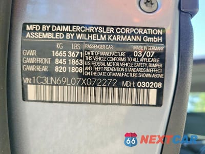 Zdjęcie 12 z 12 samochodu: 2007 CHRYSLER CROSSFIRE LIMITED VIN:1C3LN69L07X072272 - miniatura