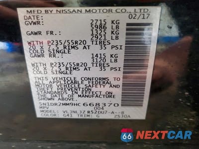 Zdjęcie 13 z 13 samochodu: 2017 NISSAN PATHFINDER S VIN:5N1DR2MM9HC668370 - miniatura