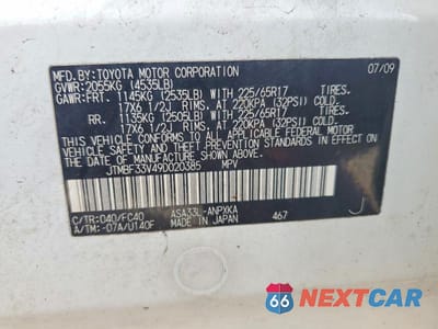 Zdjęcie 13 z 13 samochodu: 2009 TOYOTA RAV4 BASE VIN:JTMBF33V49D020385 - miniatura
