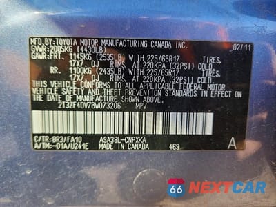 Zdjęcie 12 z 12 samochodu: 2011 TOYOTA RAV4 BASE VIN:2T3ZF4DV7BW073206 - miniatura