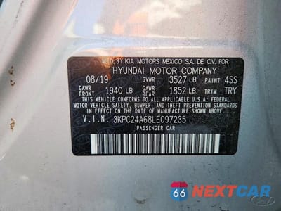 Zdjęcie 12 z 12 samochodu: 2020 HYUNDAI ACCENT SE VIN:3KPC24A68LE097235 - miniatura