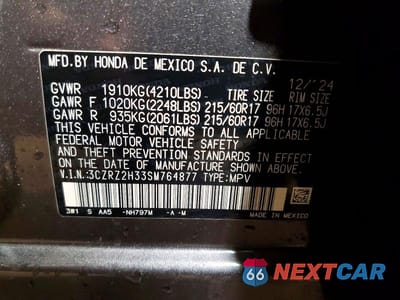 Zdjęcie 14 z 14 samochodu: 2025 HONDA HR-V LX VIN:3CZRZ2H33SM764877 - miniatura