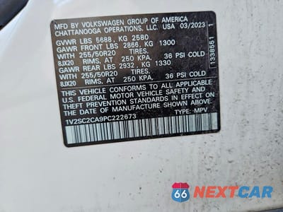 Zdjęcie 13 z 13 samochodu: 2023 VOLKSWAGEN ATLAS CROSS SPORT SEL R-LINE VIN:1V2SC2CA9PC222673 - miniatura