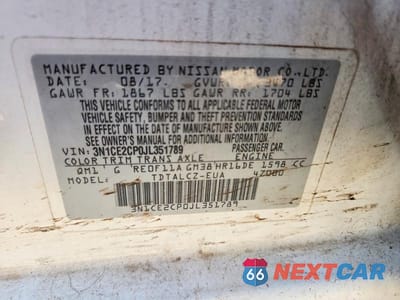 Zdjęcie 13 z 13 samochodu: 2018 NISSAN VERSA NOTE S VIN:3N1CE2CP0JL351789 - miniatura