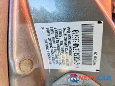 Zdjęcie 12 z 12 samochodu: 2004 HONDA CIVIC LX VIN:2HGES16574H526749 - miniatura