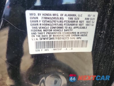 Zdjęcie 13 z 13 samochodu: 2015 HONDA PILOT TOURING VIN:5FNYF3H97FB016373 - miniatura