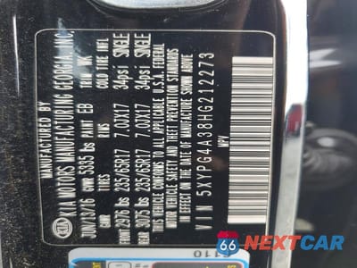 Zdjęcie 13 z 13 samochodu: 2017 KIA SORENTO LX VIN:5XYPG4A38HG212273 - miniatura