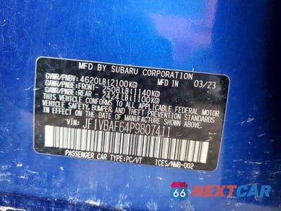 Zdjęcie 13 z 13 samochodu: 2023 SUBARU WRX PREMIUM VIN:JF1VBAF64P9807411 - miniatura