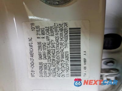 Zdjęcie 12 z 12 samochodu: 2018 HONDA ACCORD LX VIN:1HGCV1F11JA260215 - miniatura