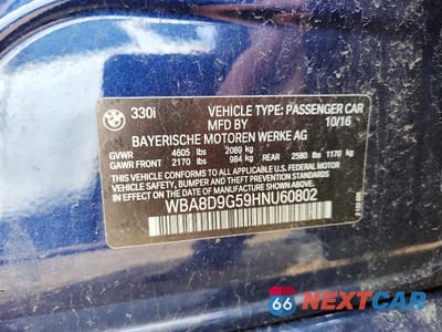 Zdjęcie 12 z 12 samochodu: 2017 BMW 330 XI VIN:WBA8D9G59HNU60802 - miniatura