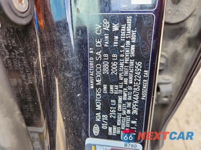 Zdjęcie 12 z 12 samochodu: 2018 KIA FORTE LX VIN:3KPFK4A78JE224956 - miniatura