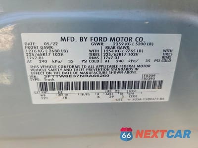 Zdjęcie 13 z 13 samochodu: 2022 FORD MAVERICK XL VIN:3FTTW8E37NRA66260 - miniatura