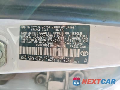 Zdjęcie 13 z 13 samochodu: 2017 TOYOTA YARIS 5-DOOR LE VIN:VNKKTUD39HA076339 - miniatura