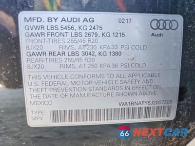 Zdjęcie 13 z 13 samochodu: 2018 AUDI Q5 PREMIUM PLUS VIN:WA1BNAFY6J2007306 - miniatura