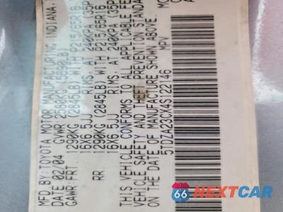 Zdjęcie 14 z 14 samochodu: 2004 TOYOTA SIENNA CE VIN:5TDZA23CX4S122146 - miniatura