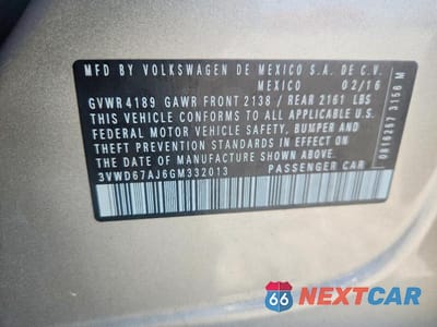 Zdjęcie 12 z 12 samochodu: 2016 VOLKSWAGEN JETTA SE VIN:3VWD67AJ6GM332013 - miniatura